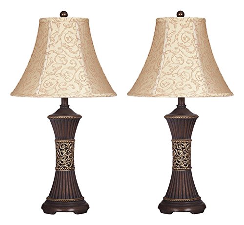 Product Cover Ashley Furniture Signature Design - Mariana Resin Table Lamp - Traditional Bell Shades - Set of 2 - Bronze Finish