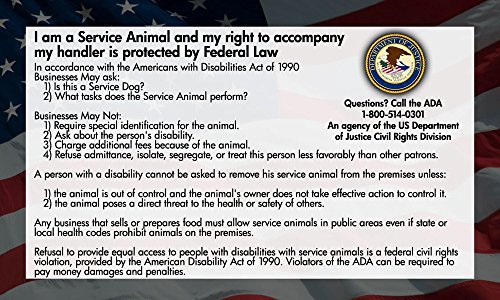 Product Cover Service Dog Cards - 50 ADA Service Dog Information Cards State Your Rights - Service Dog ADA Info Cards state your legal rights - Give them to people that don't know your rights which allow you to bring your dog anywhere