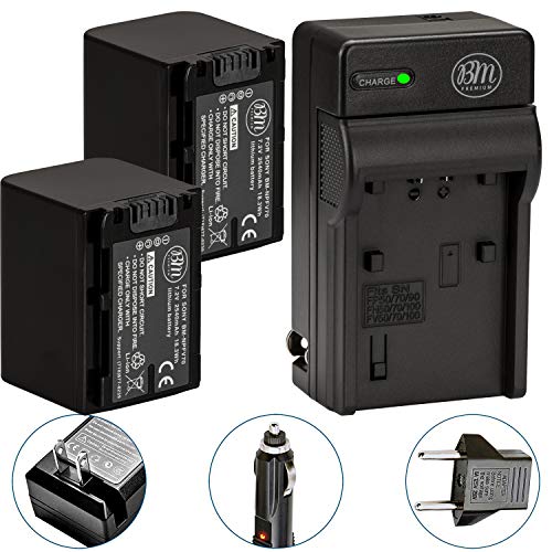 Product Cover BM 2 NP-FV70 Batteries and Charger Kit for Sony FDR-AX53 FDR-AX700 HDR-CX455/B HDR-CX675/B HDR-CX900 HDR-PJ340 HDR-PJ540 HDR-PJ670/B HDR-PJ810 FDR-AX33/B FDR-AX100 Handycam Camcorder