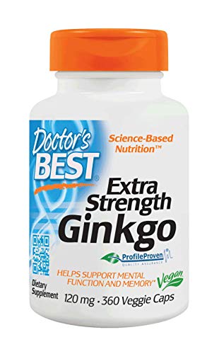Product Cover Doctor's Best Extra Strength Ginkgo, Non-GMO, Vegan, Gluten Free, Soy Free, Promotes Mental Function and Memory, 120 mg, 360 Count (Pack of 1)