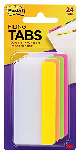 Product Cover Post-it Tabs, 3-Inch Solid, Assorted Bright Colors, 6-Tabs/Color, 4-Colors, 24-Tabs/Pack