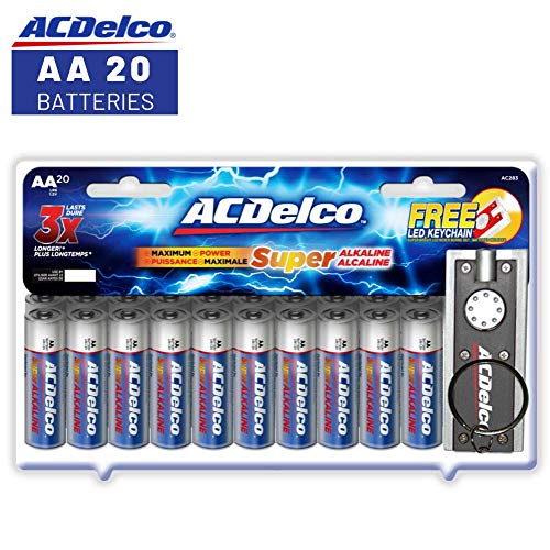 Product Cover ACDelco AA Super Alkaline Batteries, 20 Count and Bonus LED Keychain