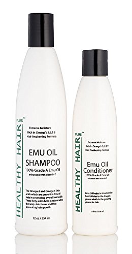 Product Cover Healthy Hair Plus - Emu Oil Shampoo (12oz) and Conditioner (8oz) Deep Moisturizing Hair Care for Dry Hair and Scalp