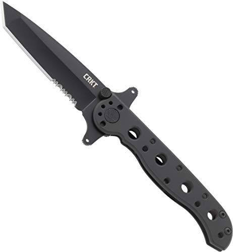Product Cover CRKT M16-10KSF EDC Folding Pocket Knife: Special Forces Everyday Carry, Black Serrated Edge Blade, Tanto, Frame Lock, Dual Hilt, Stainless Steel Handle, Reversible Pocket Clip