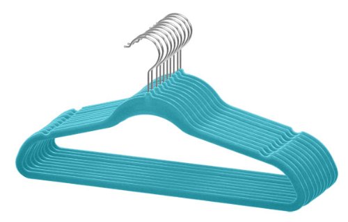 Product Cover Home Basics Sunbeam Slip-Proof Snag-Free Ultra Slim Velvet Hanger with Rotating Steel Hook (Pack of 10) (TURQUOISE)