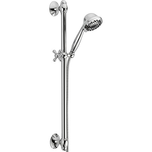 Product Cover DELTA FAUCET 7-Spray Slide Bar Hand Held Shower with Hose, Chrome 51708