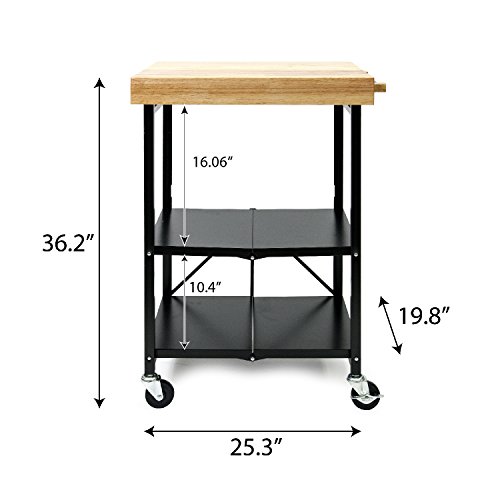 Product Cover Origami Foldable Kitchen Island Cart, Black