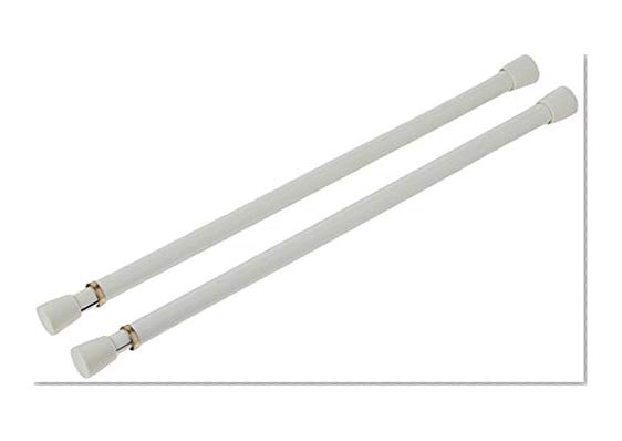 Product Cover Spring Window Fashions 7/16-Inch Round Spring Tension Rod 11 to 18-Inch Adjustable Width - White, 2 Rods per Pack
