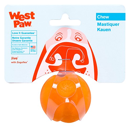 Product Cover West Paw Zogoflex Jive Durable Nearly Indestructible Dog Ball Chew-Fetch-Play Dog Toy, 100% Guaranteed Tough, It Floats!, Made in USA, Mini 2-Inch, Tangerine