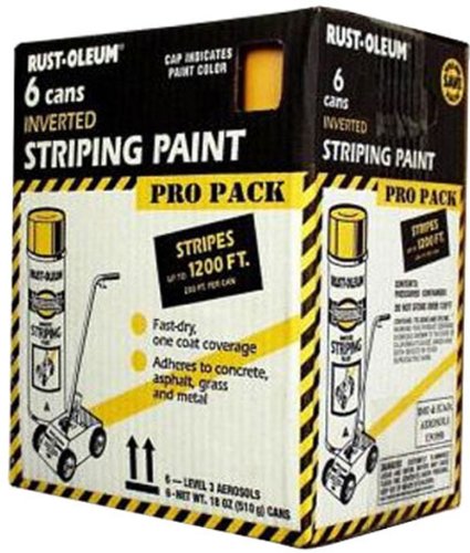 Product Cover Rust-Oleum P2548849 18-Ounce Spray Paint Striping Paint Contractor, Yellow, 6 Pack