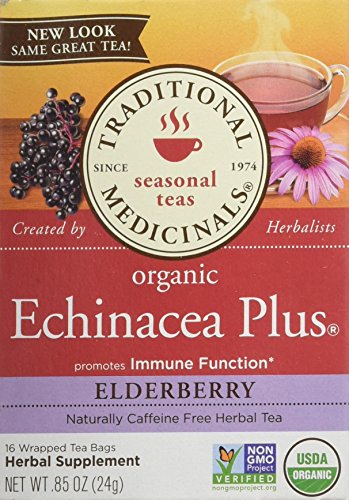 Product Cover Traditional Medicinals Organic Echinacea Plus Elderberry Tea Bags, 16 Count