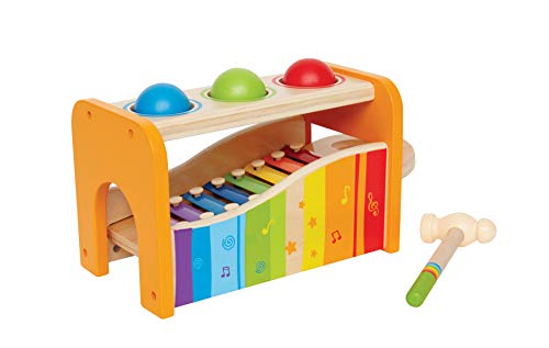Product Cover Hape Pound & Tap Bench with Slide Out Xylophone - Award Winning Durable Wooden Musical Pounding Toy for Toddlers, Multifunctional and Bright Colours
