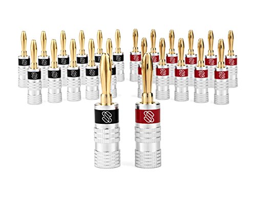 Product Cover Sewell Silverback Banana Plugs, 24k Gold Dual Screw Lock Speaker Connector, 12 Pairs
