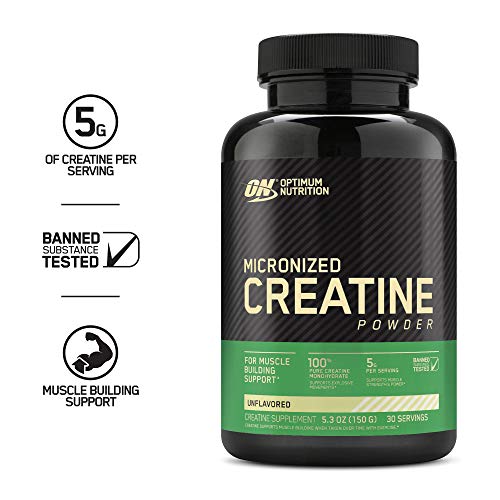 Product Cover Optimum Nutrition Micronized Creatine Monohydrate Powder, Unflavored, Keto Friendly, 30 Servings, 5.3 Ounce (Packaging May Vary)