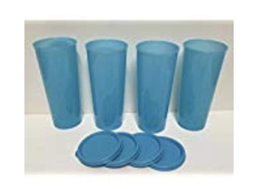 Product Cover Tupperware Tumblers 16 Ounce Set of 4 w/ Seals Aqua Blue