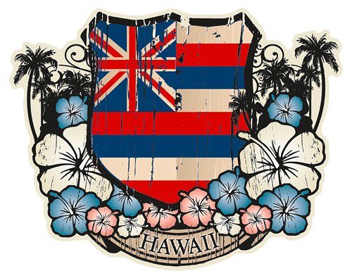 Product Cover Hawaiian Flag Emblem - Hawaiian Art Decal - Car Window Bumper Sticker