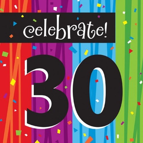 Product Cover Creative Converting 16-Count Paper Lunch Napkins, Celebrate 30, Milestone Celebrations - 665683