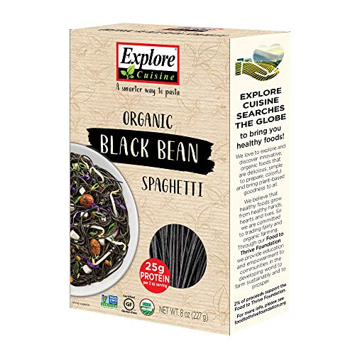 Product Cover Explore Cuisine Organic Black Bean Spaghetti - 8 oz - High Protein, Gluten Free Pasta, Easy to Make - USDA Certified Organic, Vegan, Kosher, Non GMO - 4 Servings