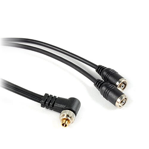 Product Cover DSLRKIT Flash PC Sync Splitter Cord Cable 1 PC Male to 2 PC Female Socket with Screw Lock