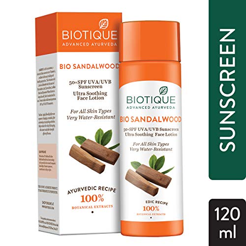 Product Cover Biotique Sandalwood 50+ Spf Uva/Uvb Sunscreen Ultra Soothing Face Cream 120Ml/4.06Fl.Oz.