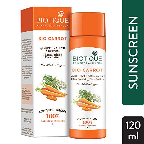Product Cover Biotique Carrot Lotion 40+ Spf Uva/Uvb Sunscreen Ultra Soothing Face Lotion 120Ml/4.06Fl.Oz.
