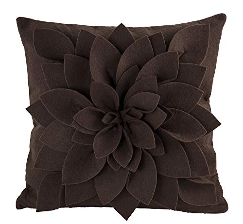Product Cover Sara's Garden Petal Decorative Throw Pillow, 17 Inch Square, Filler Included (Chocolate)