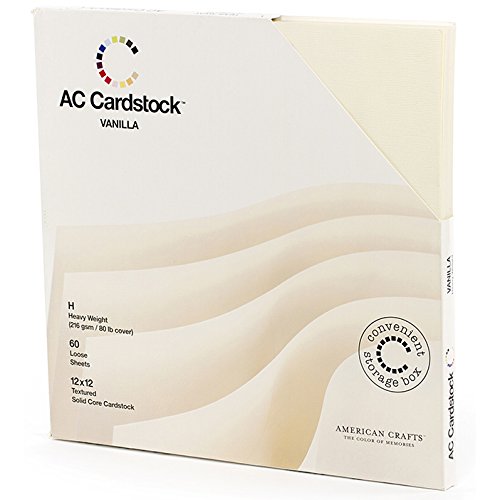 Product Cover American Crafts Textured Cardstock Pack 12-Inchx12-Inch 60/Package-Solid Vanilla