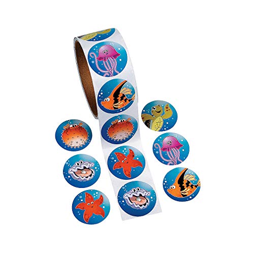 Product Cover Fun Express - Tropical Sea Life Stickers for Summer - Stationery - Stickers - Stickers - Roll - Summer - 100 Pieces