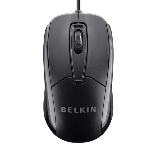 Product Cover Belkin 3-Button Wired USB Optical Mouse with 5-Foot Cord, Compatible with PCs, Macs, Desktops and Laptops, Black - F5M010qBLK