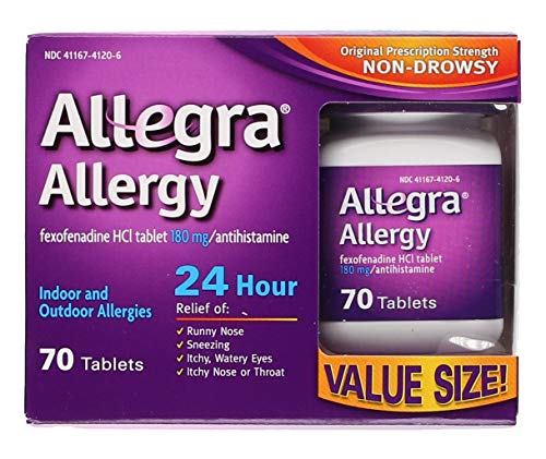 Product Cover Allegra Adult 24 Hour Allergy Tablets, 180Mg, ( 70 Count )