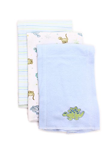 Product Cover Spasilk Baby-Boys Newborn 3 Pack 100% Cotton Burp Cloths, Blue Dino, One Size