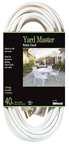 Product Cover Yard Master 992382 40-Foot Outdoor Garden Extension Cord, White