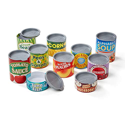 Product Cover Melissa & Doug Let's Play House! Grocery Cans (Pretend Play, Pop-Off Lids, Sturdy Cardboard Construction, 10 Cans, Great Gift for Girls and Boys - Best for 3, 4, 5, and 6 Year Olds)