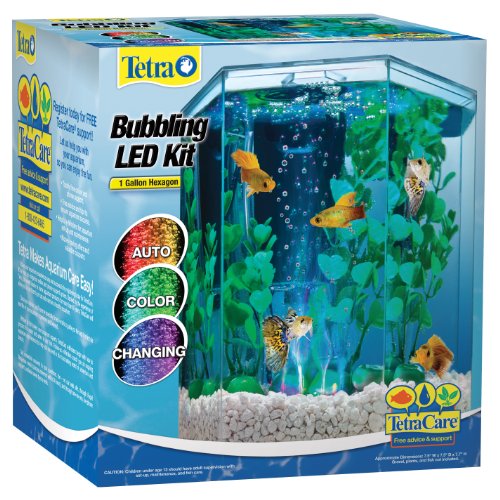 Product Cover Tetra 29040 Hexagon Aquarium Kit with LED Bubbler, 1-Gallon (Packaging may vary)