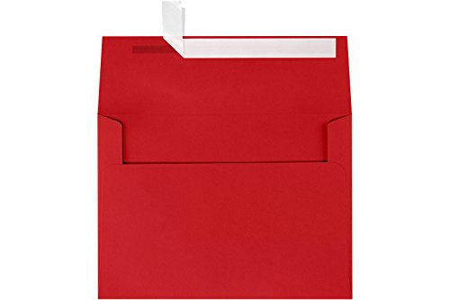 Product Cover LUXPaper A7 Invitation Envelopes for 5 x 7 Cards in 80 lb. Ruby Red, Printable Envelopes for Invitations, w/Peel and Press Seal, 50 Pack, Envelope Size 5 1/4 x 7 1/4 (Red)