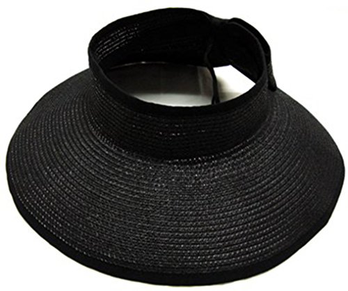Product Cover Simplicity Women's Summer Foldable Straw Sun Visor w/Cute Bowtie