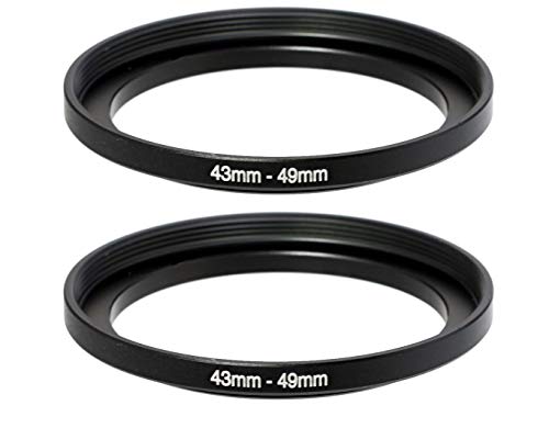 Product Cover (2 Packs) 43-49MM Step-Up Ring Adapter, 43mm to 49mm Step Up Filter Ring, 43mm Male 49mm Female Stepping Up Ring for DSLR Camera Lens and ND UV CPL Infrared Filters