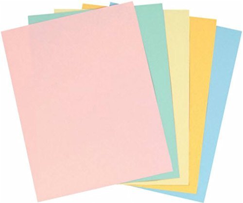 Product Cover Staples Pastels Colored Copy Paper, Assorted, 8.5 x 11 inch Letter Size, 20lb Density, 30% Recycled, Acid-Free, Pink Green Gold Blue Canary Yellow, 400 Total Sheets (679481)