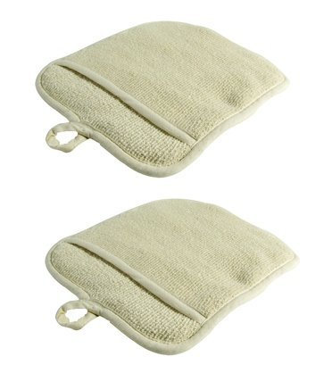 Product Cover Large Terry Cloth Pot Holders, w/Pocket, Potholders, Oven Mitts, Heat-resistant to 200°, 9½ x 8½ Inches, Set of 2 - Beige Color