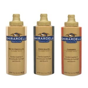 Product Cover Ghirardelli Squeeze Bottles - Caramel, Chocolate & White Chocolate - Set of 3 by Ghirardelli