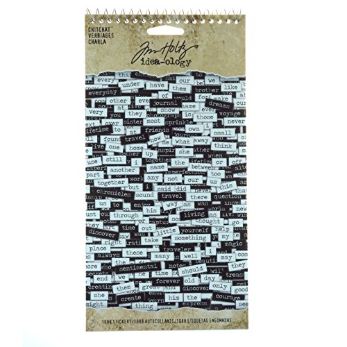 Product Cover Chitchat Word Stickers by Tim Holtz Idea-ology, Black and White Matte Cardstock, 1088 Stickers, TH92998