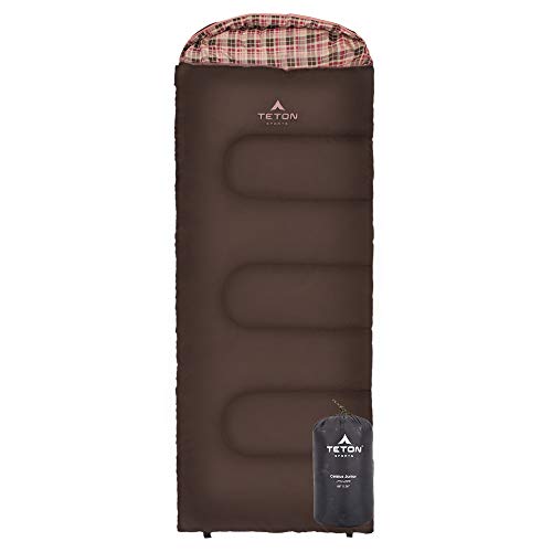 Product Cover TETON Sports Celsius Junior Kids Sleeping Bag; Perfect for Camping, Traveling, and Sleepovers; Start Their Camping Experience Off Right; Sleeping Bag; Brown/Pink Liner, Right Zip