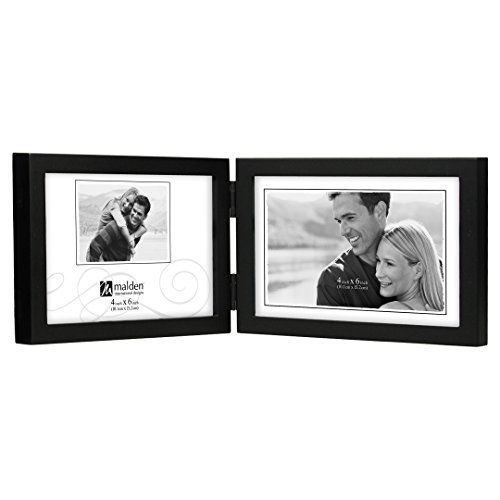 Product Cover Malden International Designs Black Concept Wood Picture Frame, Double Horizontal, 2-4x6, Black