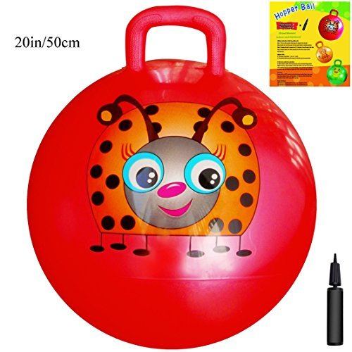 Product Cover Space Hopper Ball: Red, 20in/50cm Diameter for Ages 7-9, Pump Included (Hop Ball, Kangaroo Bouncer,