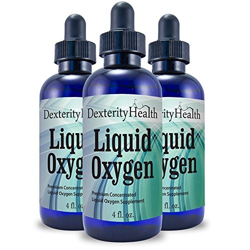 Product Cover Dexterity Health Liquid Oxygen Drops, 3-Pack of 4 oz. Dropper-Top Bottles, Vegan, All-Natural, Safe and Sterile, Proprietary Blend of Oxygen-Rich Compounds,