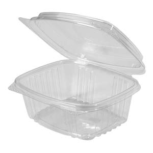 Product Cover Genpak's AD12F Deli Container | 12 oz Clear Hinged Deli Container- High Dome Lid | Patented 360-Degree Seal, Leak Resistant, Unmatched Clarity | 100% Recyclable, BPA Free, Made in the USA | Case of 200 Containers