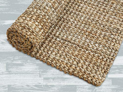 Product Cover Iron Gate Handspun Jute Area Rug 5x8 Hand Woven by Skilled Artisans, 100% Natural Jute Yarns, Thick Ribbed Construction, Reversible for Double The wear, Rug pad Recommended