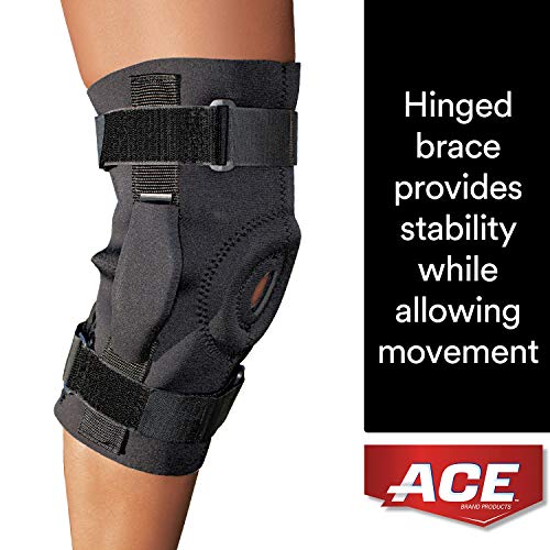 Product Cover ACE Hinged Knee Brace, one Size Fits Most, Left Or Right Knee, Adjustable, Firm, Stabilizing Compression To Weak, Sore Muscles & Joints