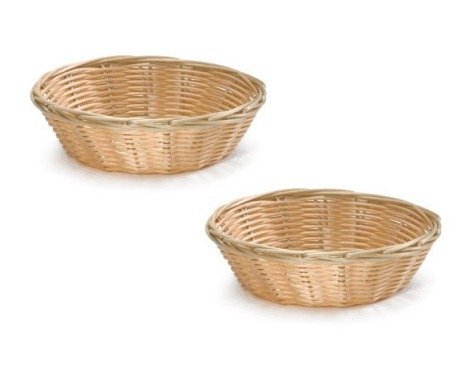 Product Cover 8-Inch Round Woven Bread Roll Baskets, Food Serving Baskets, Basket, Restaurant Quality, Polypropylene Material - Set of 2