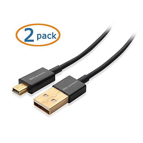 Product Cover Cable Matters 2-Pack USB to Mini USB Cable (Mini USB to USB 2.0 Cable) in Black 6 Feet - Available 3FT - 15FT in Length
